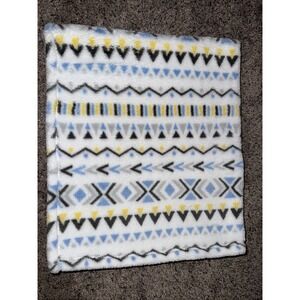 Chick Pea Blue Yellow Gray Baby Blanket Geometic Lines Geo Triangle Fleece 30x36